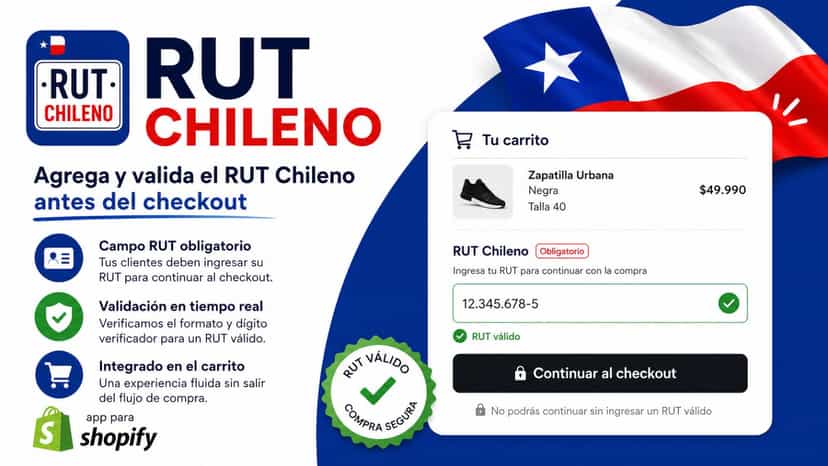 Validación de RUT chileno integrada en el carrito de Shopify