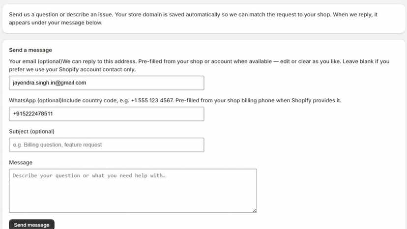 Help and support section for app users