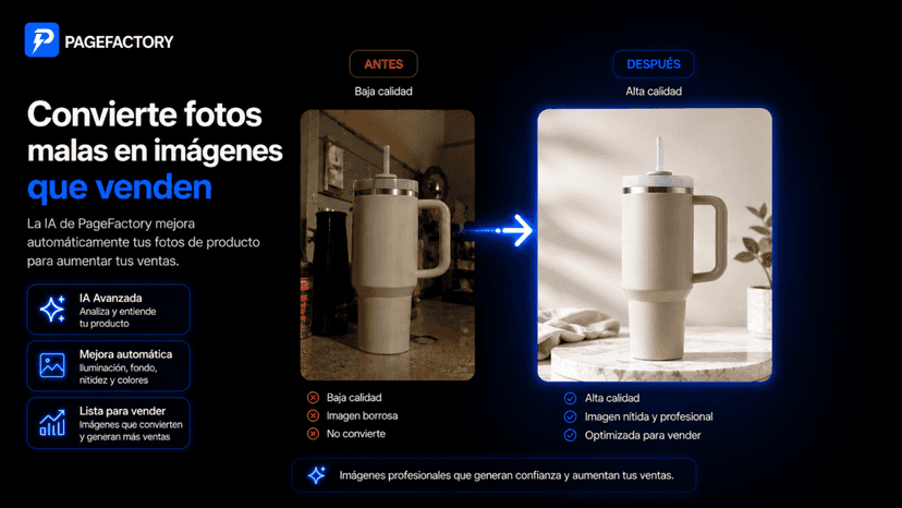 PageFactory AI mejora fotos de producto para aumentar ventas