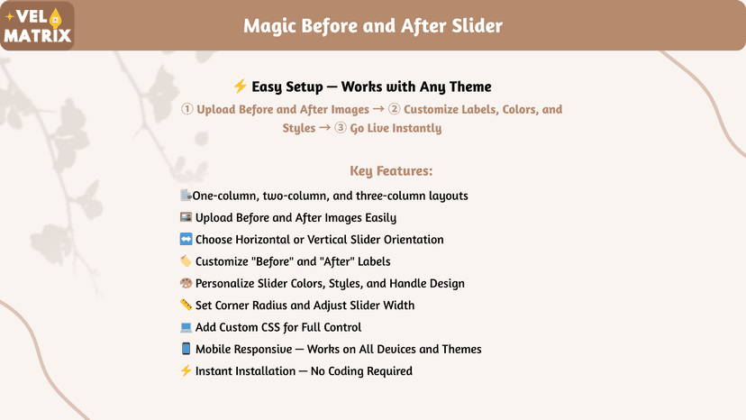 Features of Before and After Slider