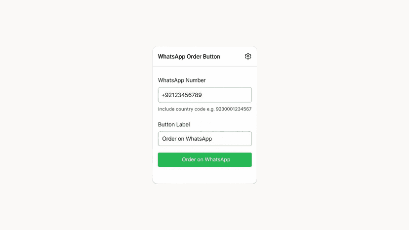 Add Whatsapp Button -> Add number and Button Name