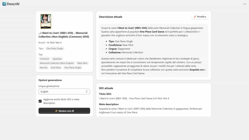 Generate optimized SEO description