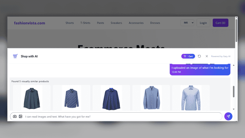 AI chat recommends products instantly from natural language.