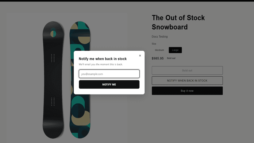 Notify Button and Popup on Product page