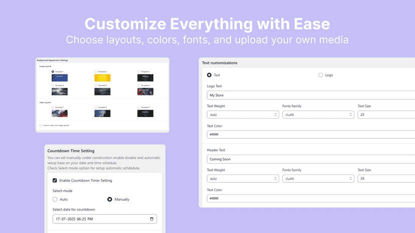 fully customisable, as per theme design