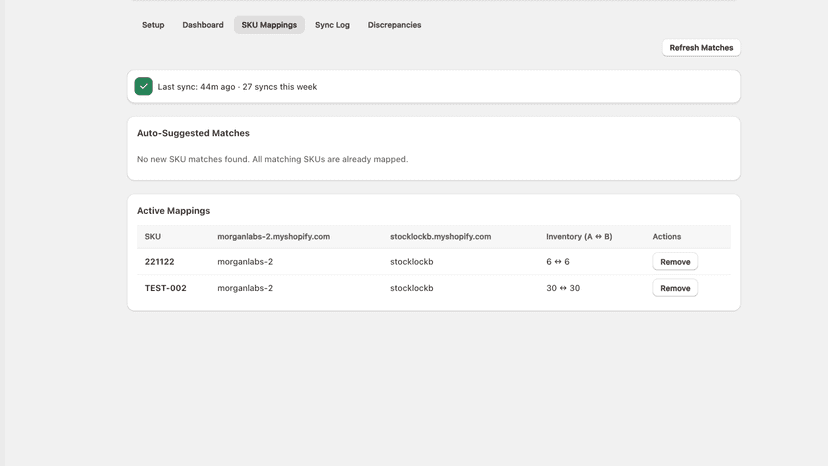 SKU Mappings with active mappings or suggested matches