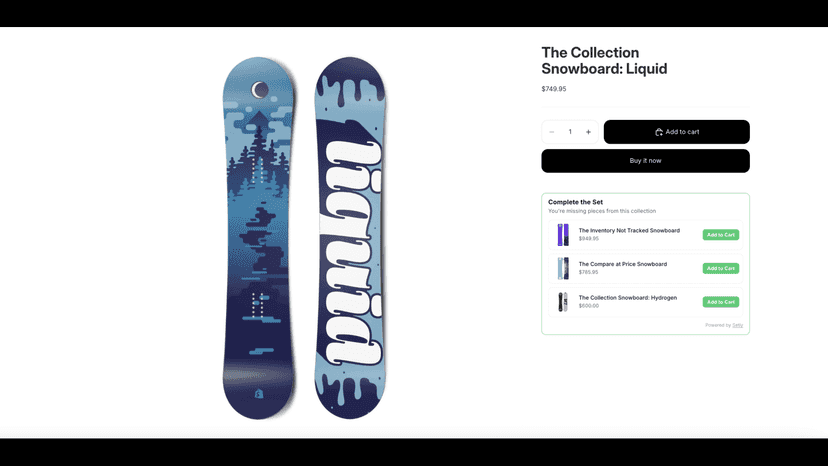 Setly widget showing companion products on a product page
