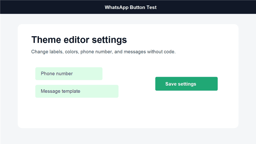 Floating WhatsApp button shown on a Shopify storefront