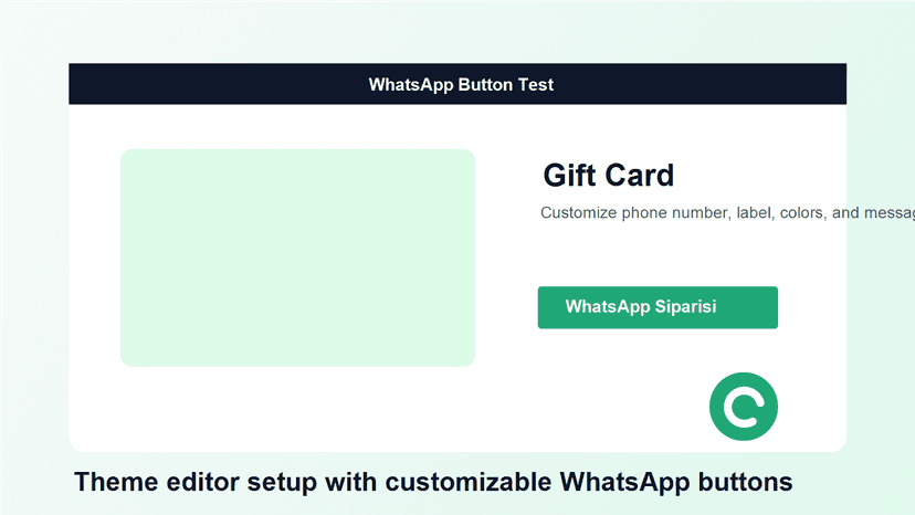 Floating WhatsApp button shown on a Shopify storefront