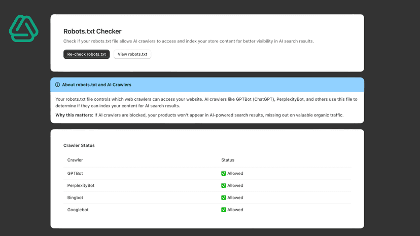 LinkGPT screen showing robots.txt auditing feature
