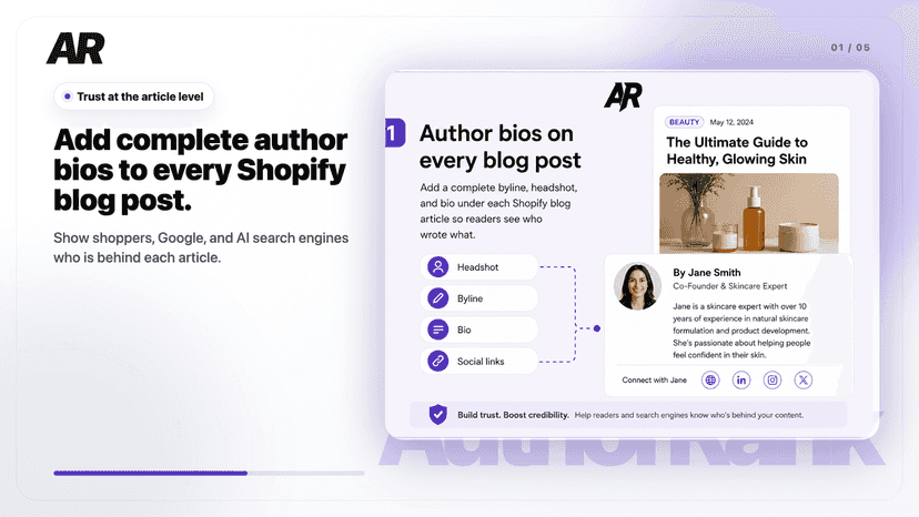 create custom authors and person schema to every blog post