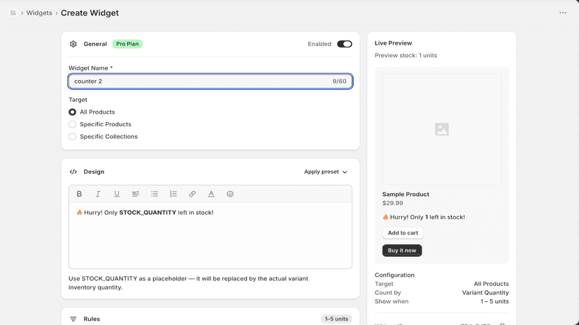 Create widget page