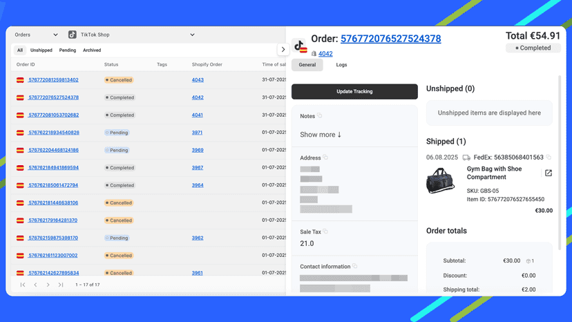Order Management in M2E TikTok Shop Importer