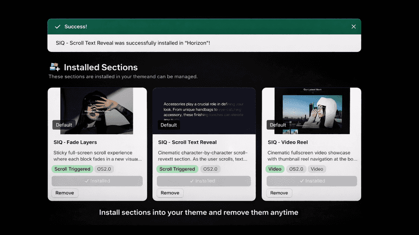 Install sections in your theme
