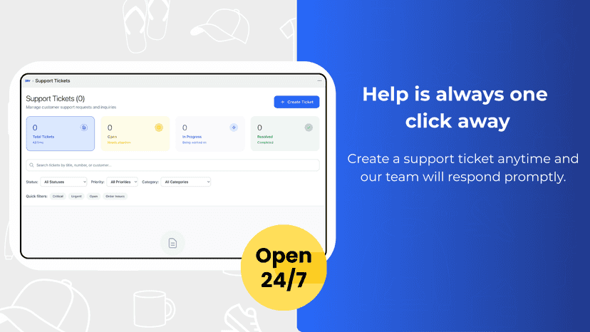 BIYPOD own 24/7 support ticket system for merchants