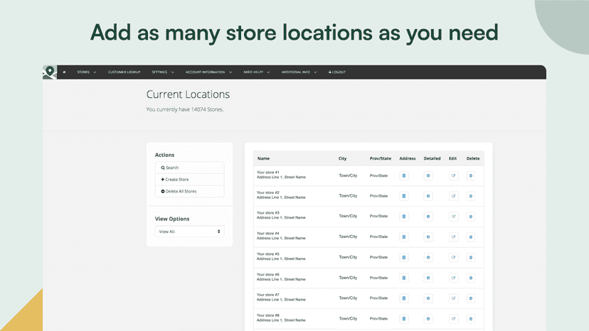 Add as many stores location as you need