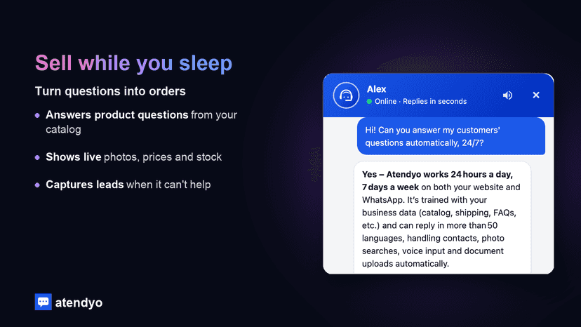 Atendyo answering product questions to boost sales
