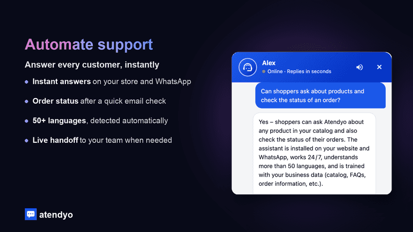 Atendyo automating customer support in chat