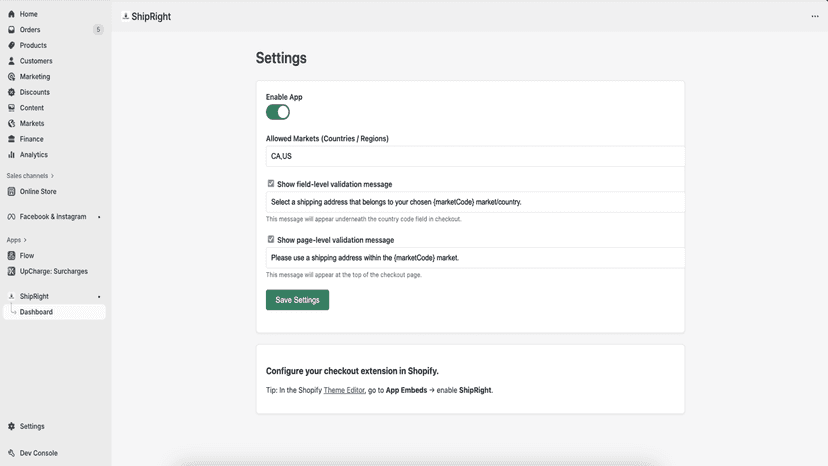 Admin panel setting