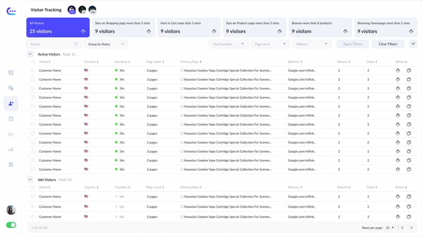 Tracking visitors online