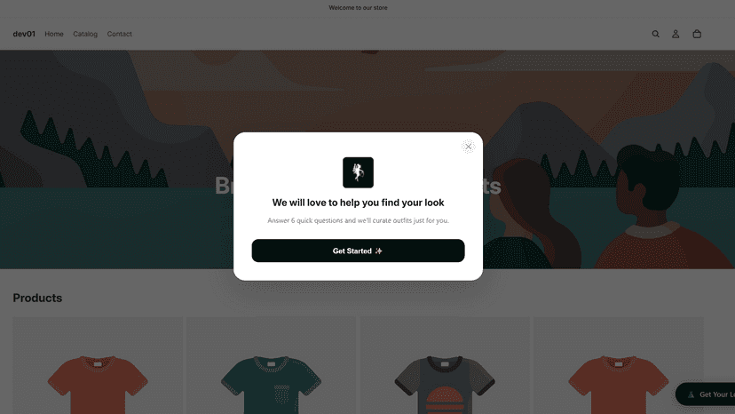 Style quiz popup on customer storefront