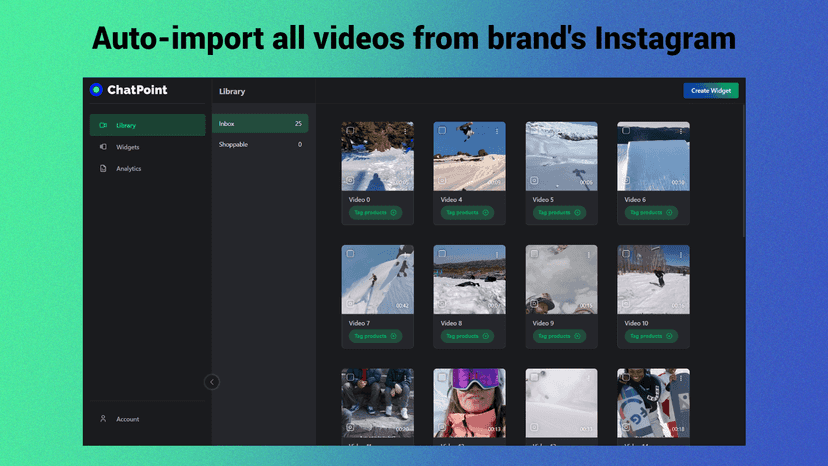 Connect your Instagram account and auto-import all videos