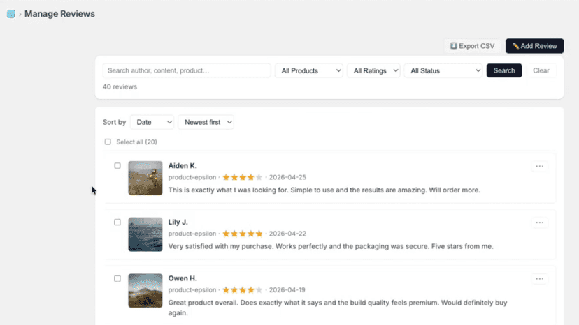 Admin Files section populated with migrated review photos.