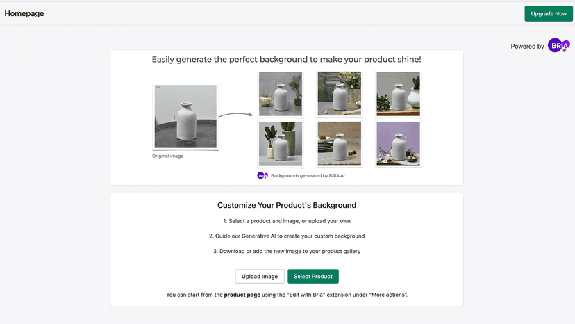 BRIA AI Background Editor Homepage