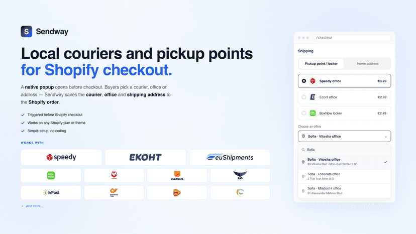 Local couriers and pickup points for Shopify checkout