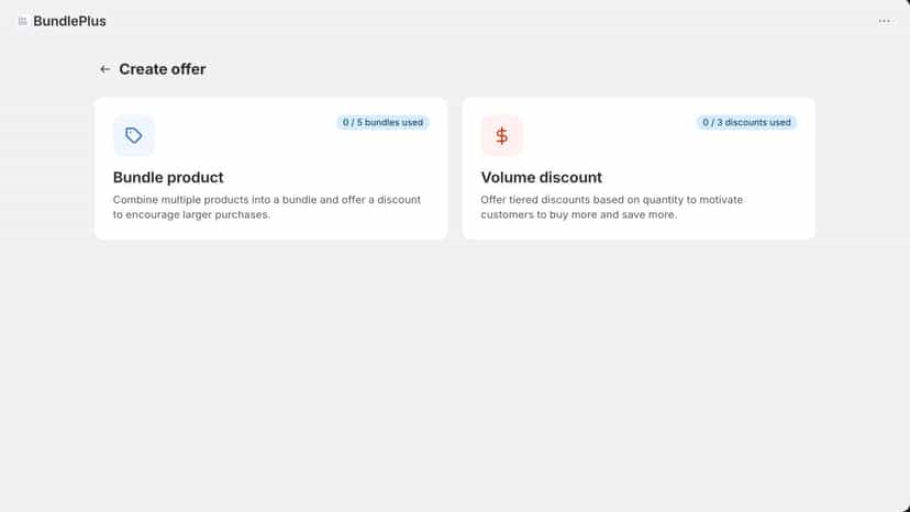 Offer Creation page