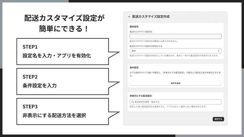 配送カスタマイズ設定が簡単にできる!