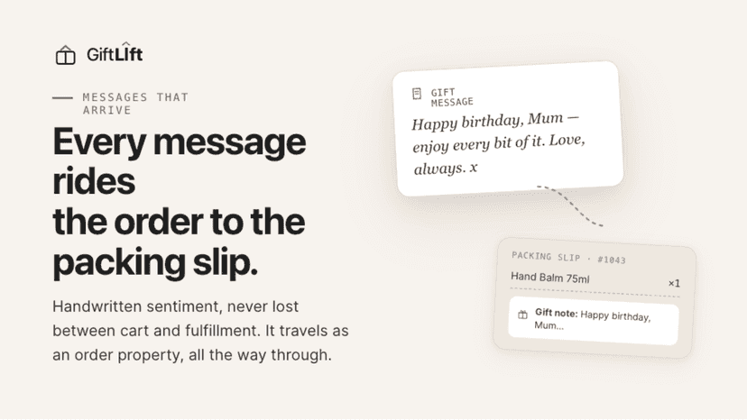 message → packing slip story