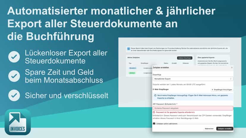 Automatischer Export von Steuerdokumenten für Buchhaltung