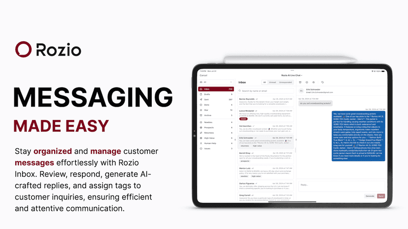 Rozio AI: Effortlessly manage customer messages with AI inbox.