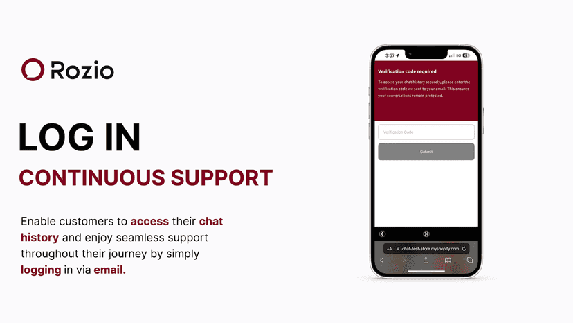 Rozio AI: Customers log in to access their chat history.