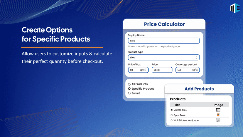 Create Calculation Options for Specific Products