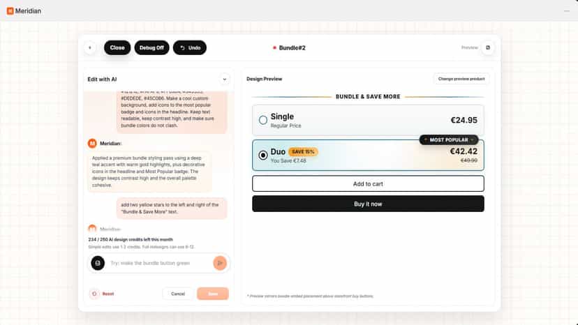 Edit with ai chat interface in Meridian