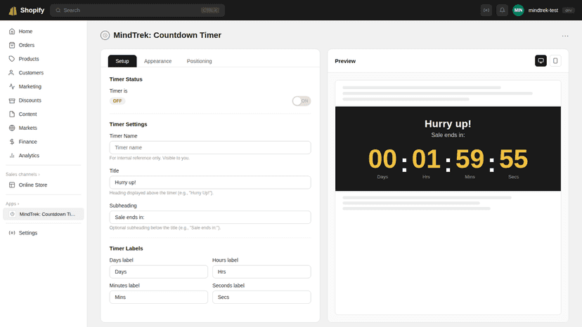 MindTrek Technologies Product Timer