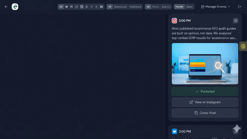 Allow AI to create posts for your products or create manually