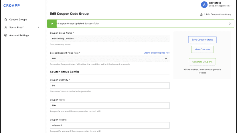 Edit Coupon Group