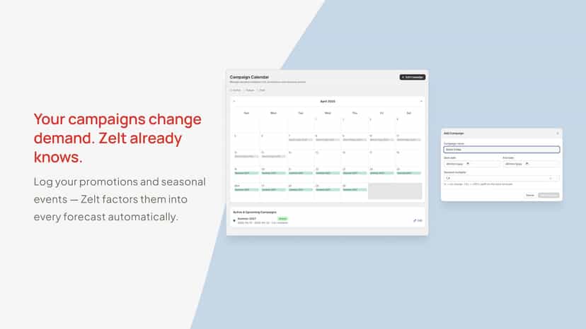 Campaign calendar with demand multipliers