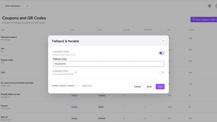Fallback code and marketing sync settings