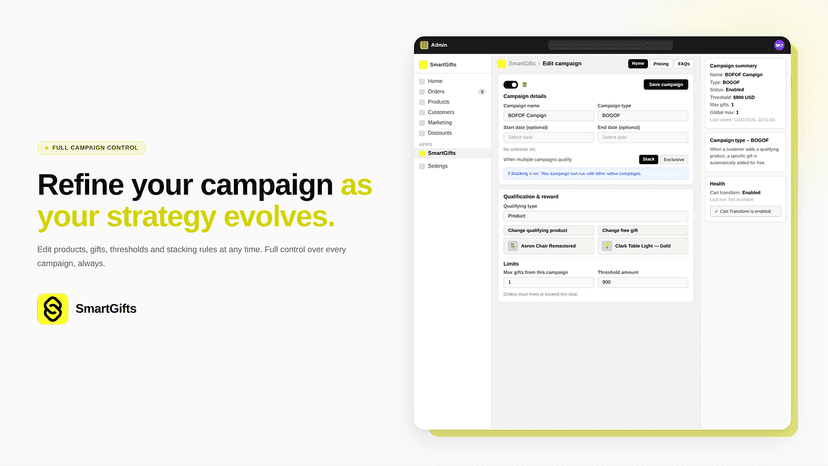 Refine your campaign as your strategy evolves.