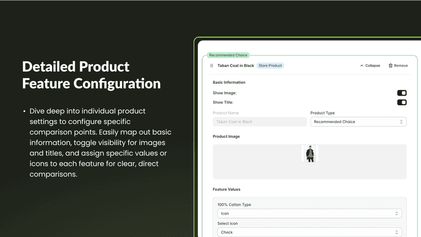 Detailed Product Feature Configuration