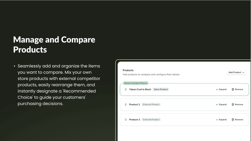 Manage and Compare Products