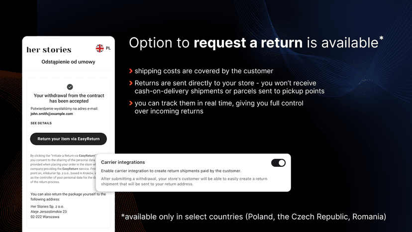 Return shipments sent directly to your store