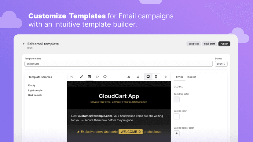 Email template builder for custom marketing campaigns