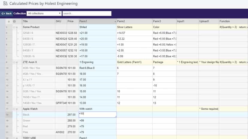 Clear spreadsheet editing