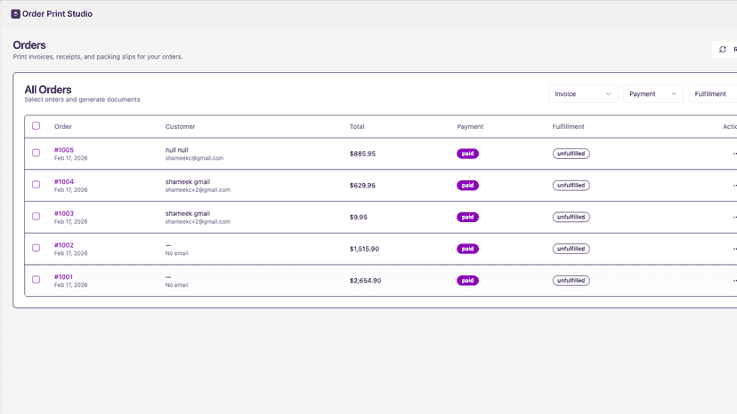 Bulk Print and Email PDF of Order Documents
