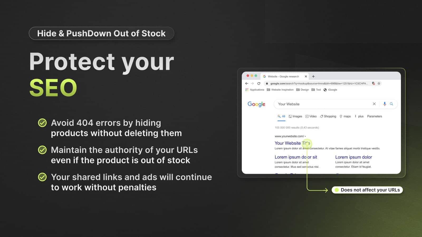 Google search results showing maintained SEO authority